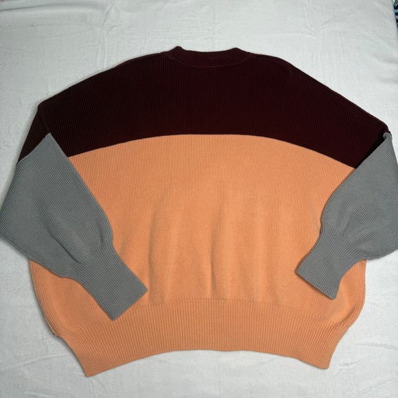 Free People Easy Street Crop Pullover Sweater Maroon Peach Grey Size Small - Picture 8 of 8